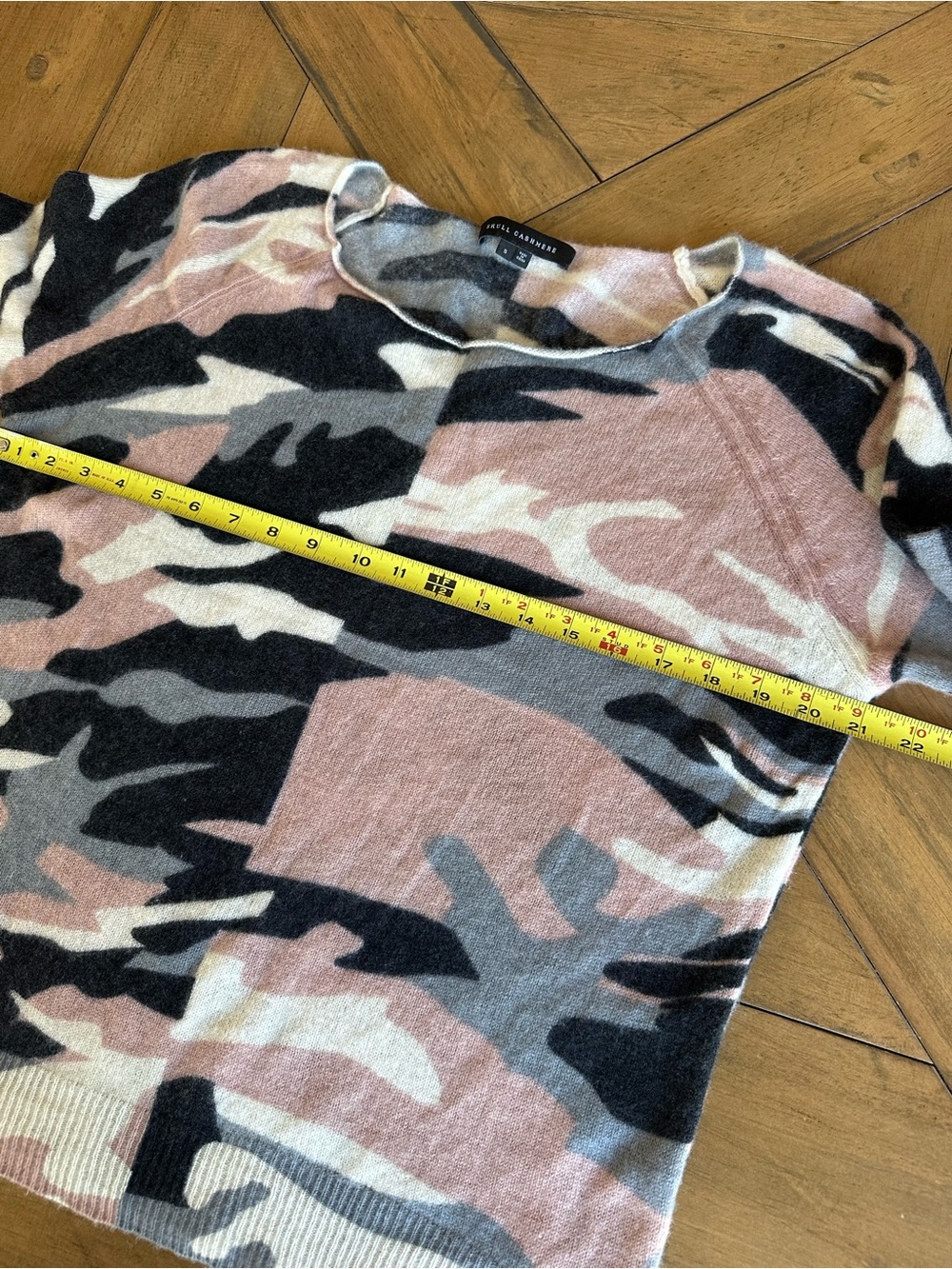Skull Cashmere Scout Camo Sweater Pink Gray Streetwear Whimsigoth Relaxed Small - Picture 4 of 8